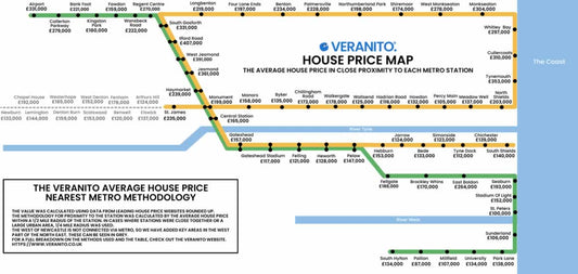 Newcastle & North East House Prices On Tyne Wear Metro Map