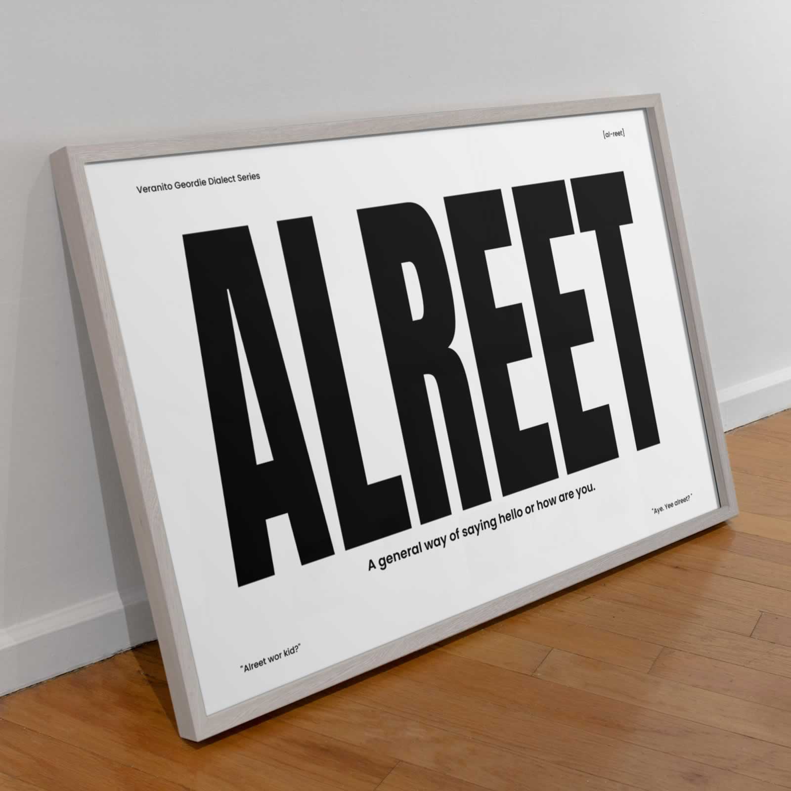 Alreet Geordie Dialect Wall Art