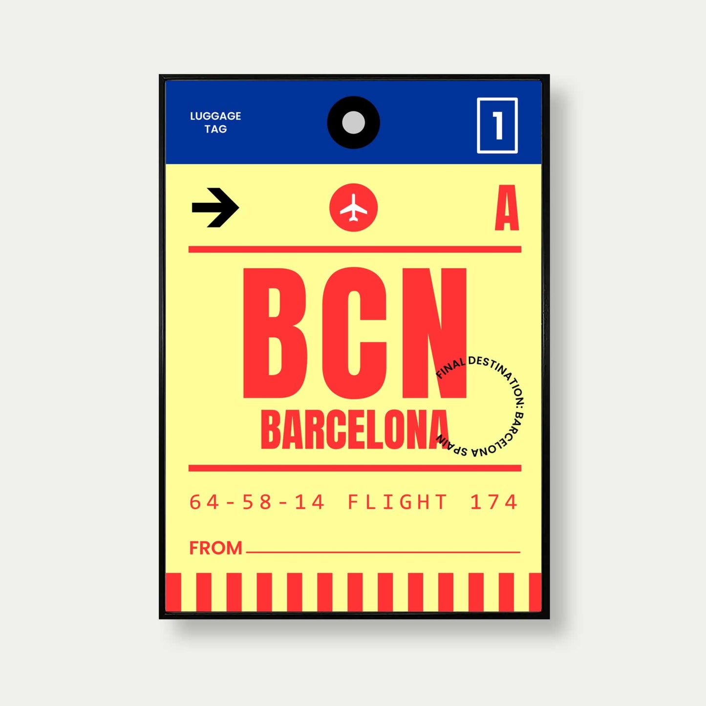 Barcelona Luggage Tag Poster Print