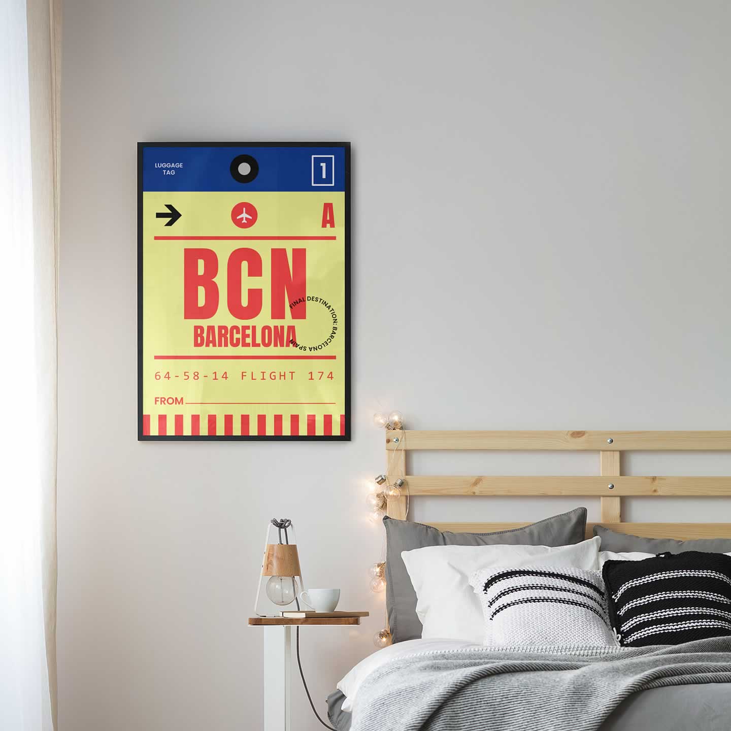 Barcelona Luggage Tag Wall Art