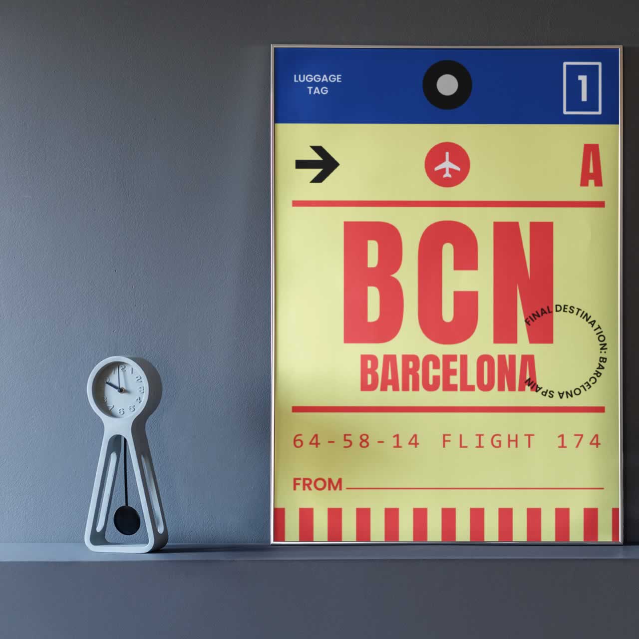 Barcelona Luggage Tag Travel Print