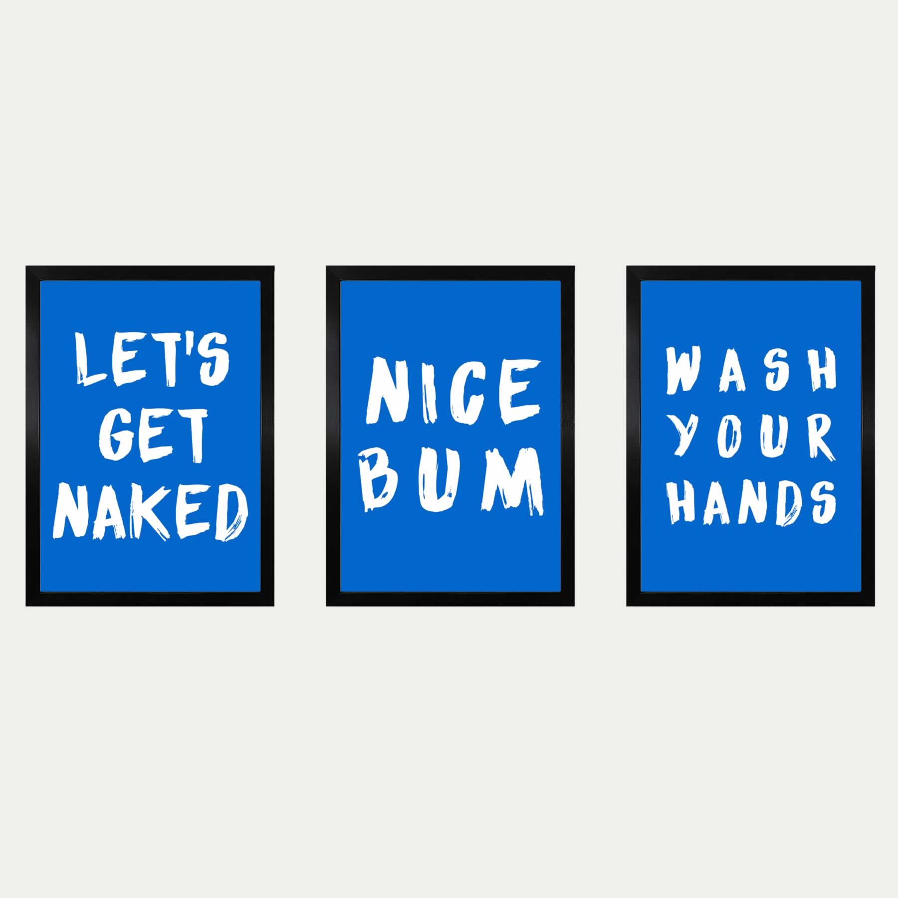 Blue Bathroom Bundle Wall Art Set Of 3