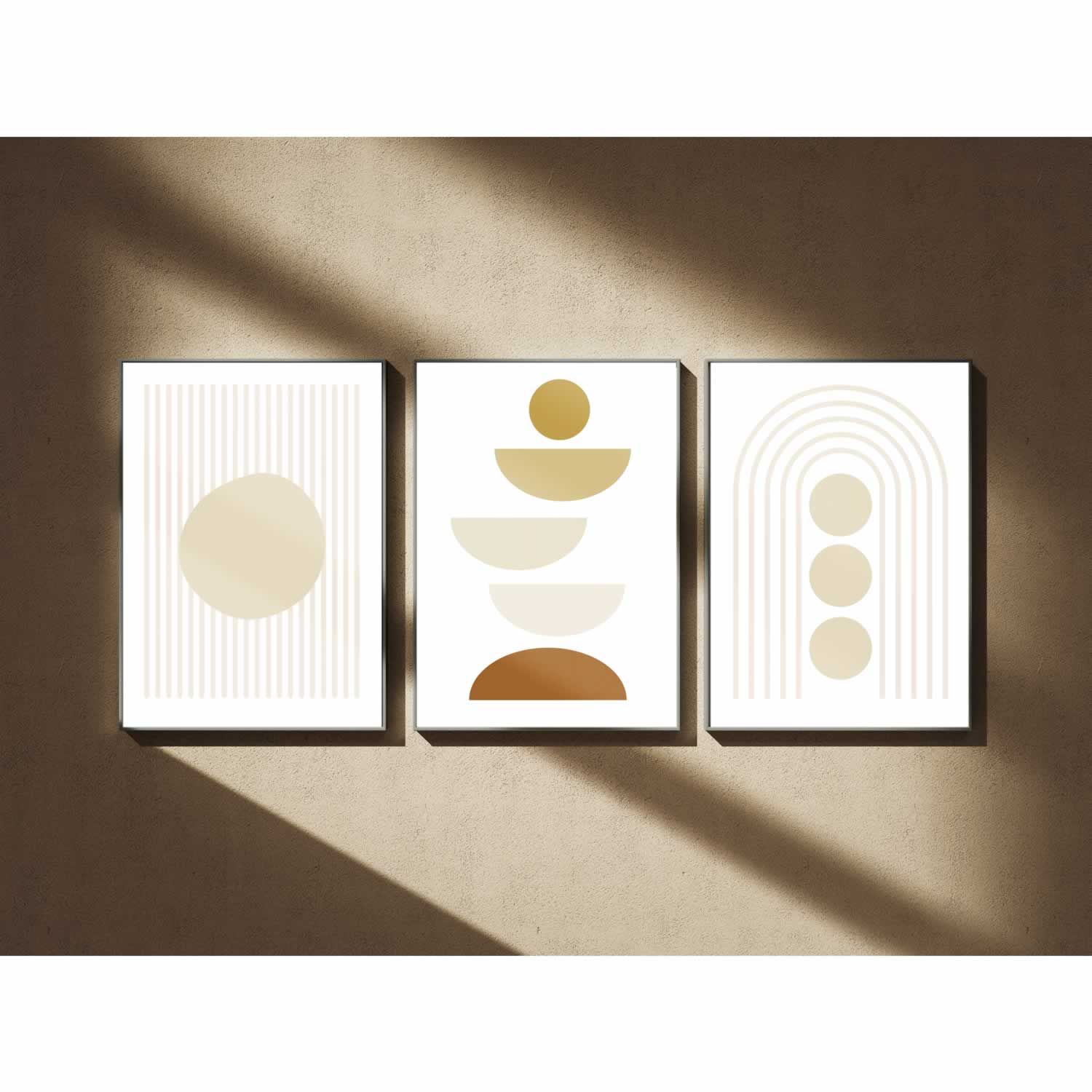 Bauhaus Set Of 3 Prints Beige Balance