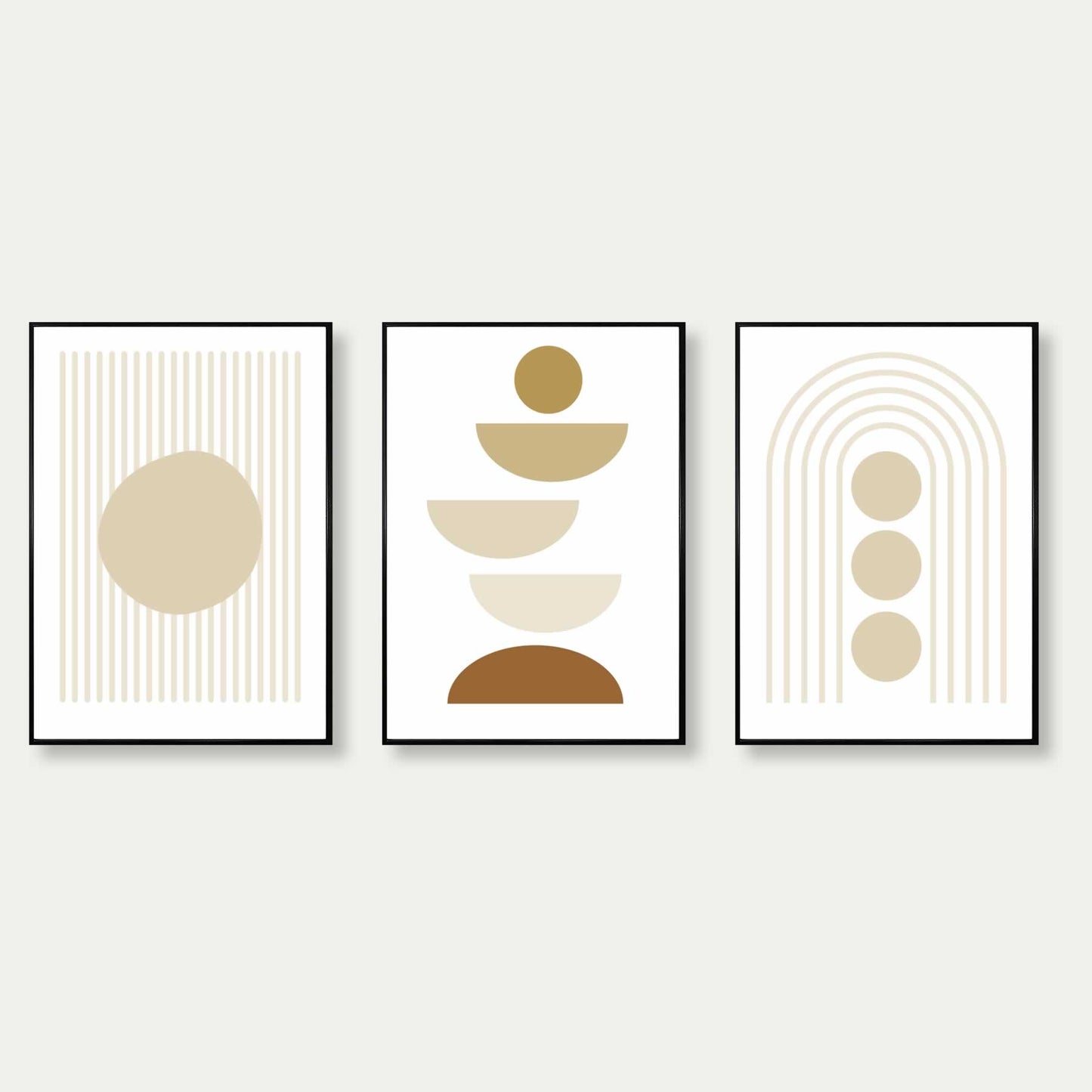 Bauhaus Set Of 3 Wall Art Prints In Beige