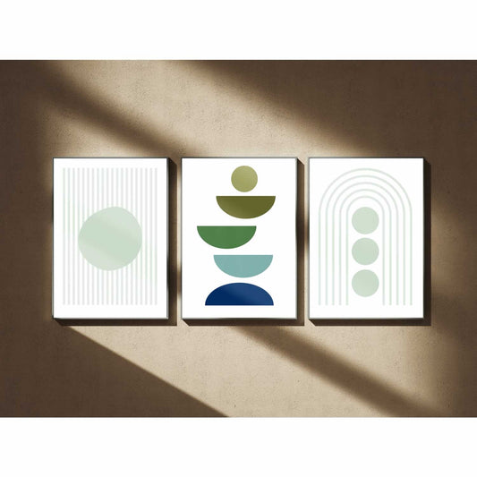 Bauhaus Set Of 3 Prints Green Balance