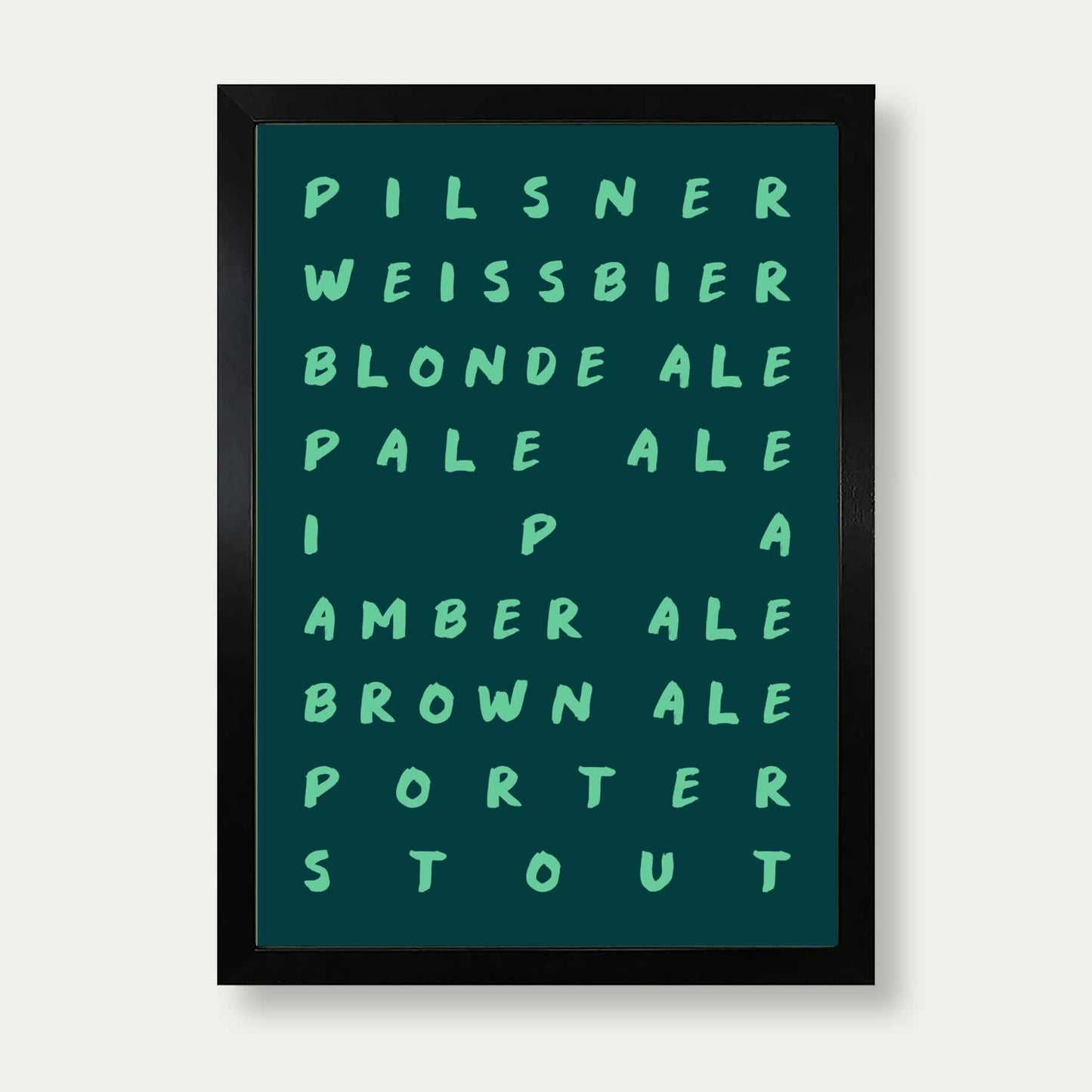 Ales And Beers List Print In Green