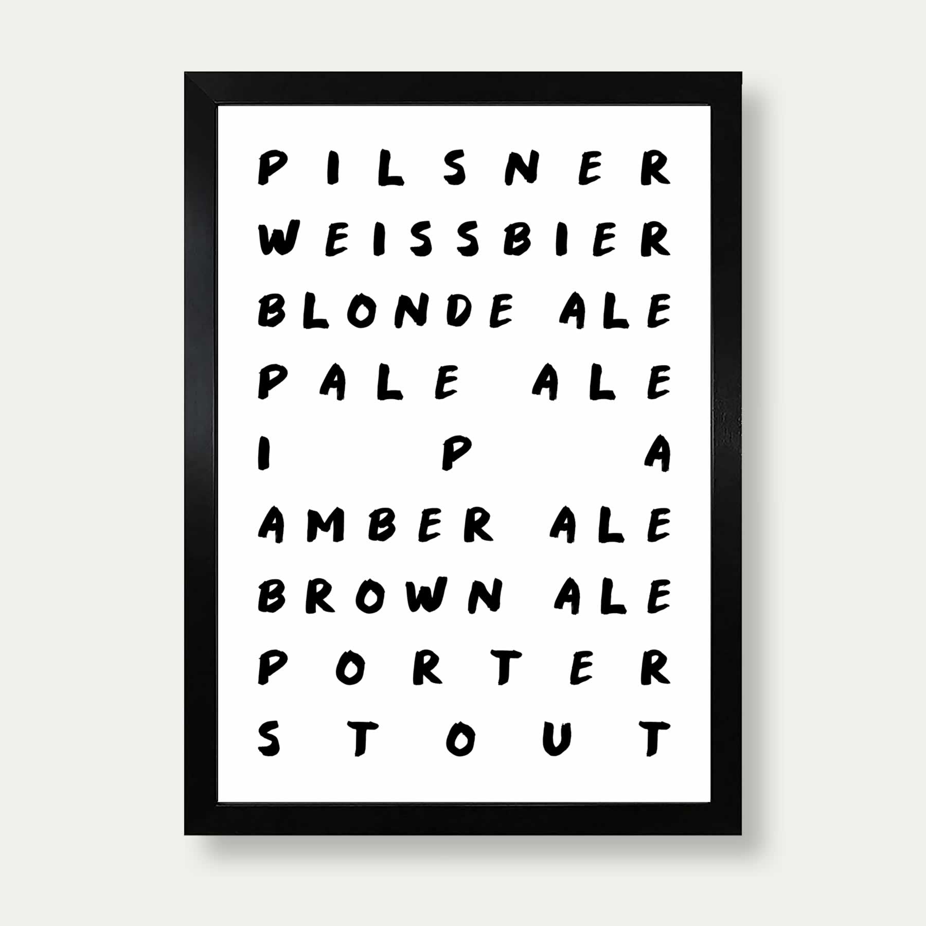 Ales And Beers List Print In White