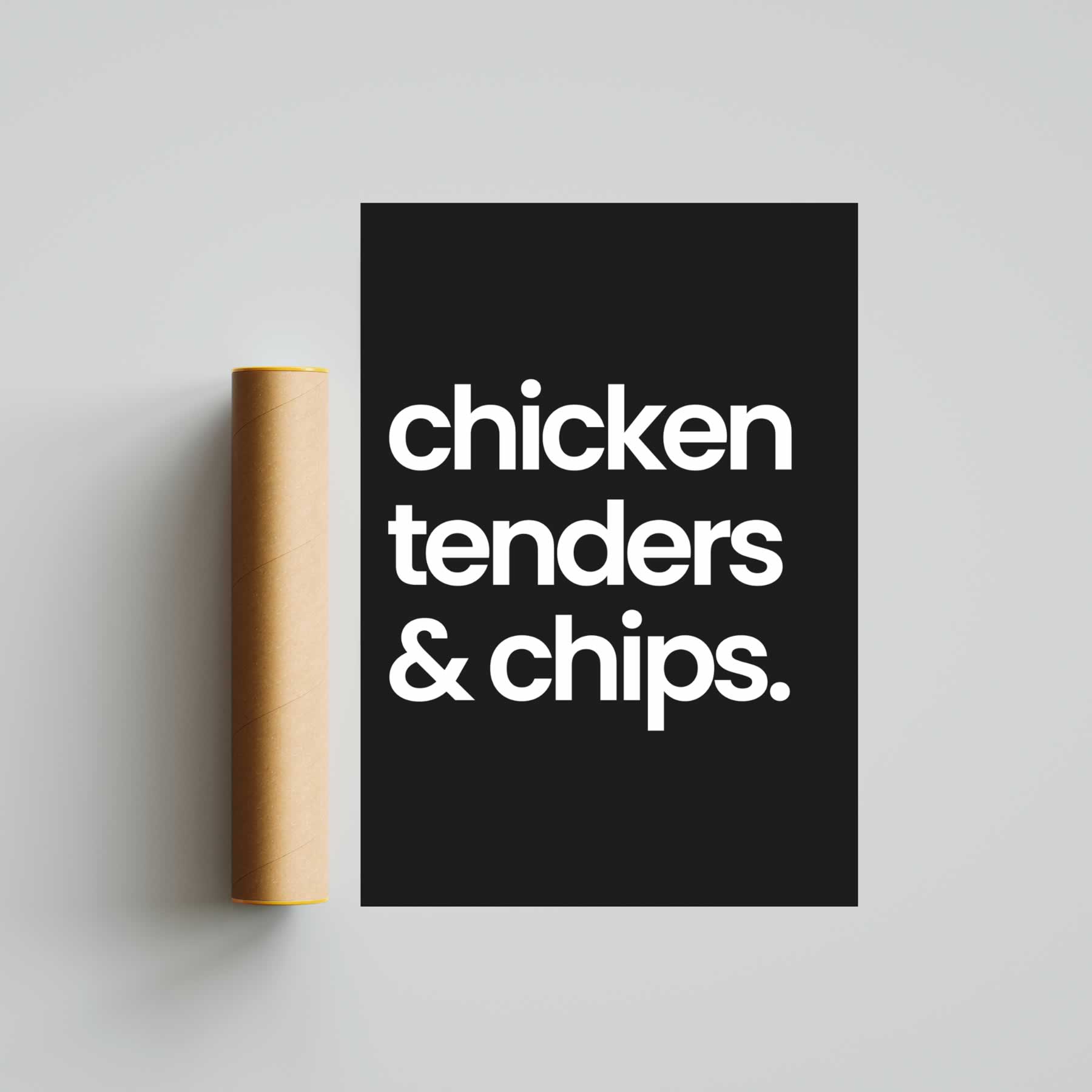 Chicken Tenders And Chips Poster In Black