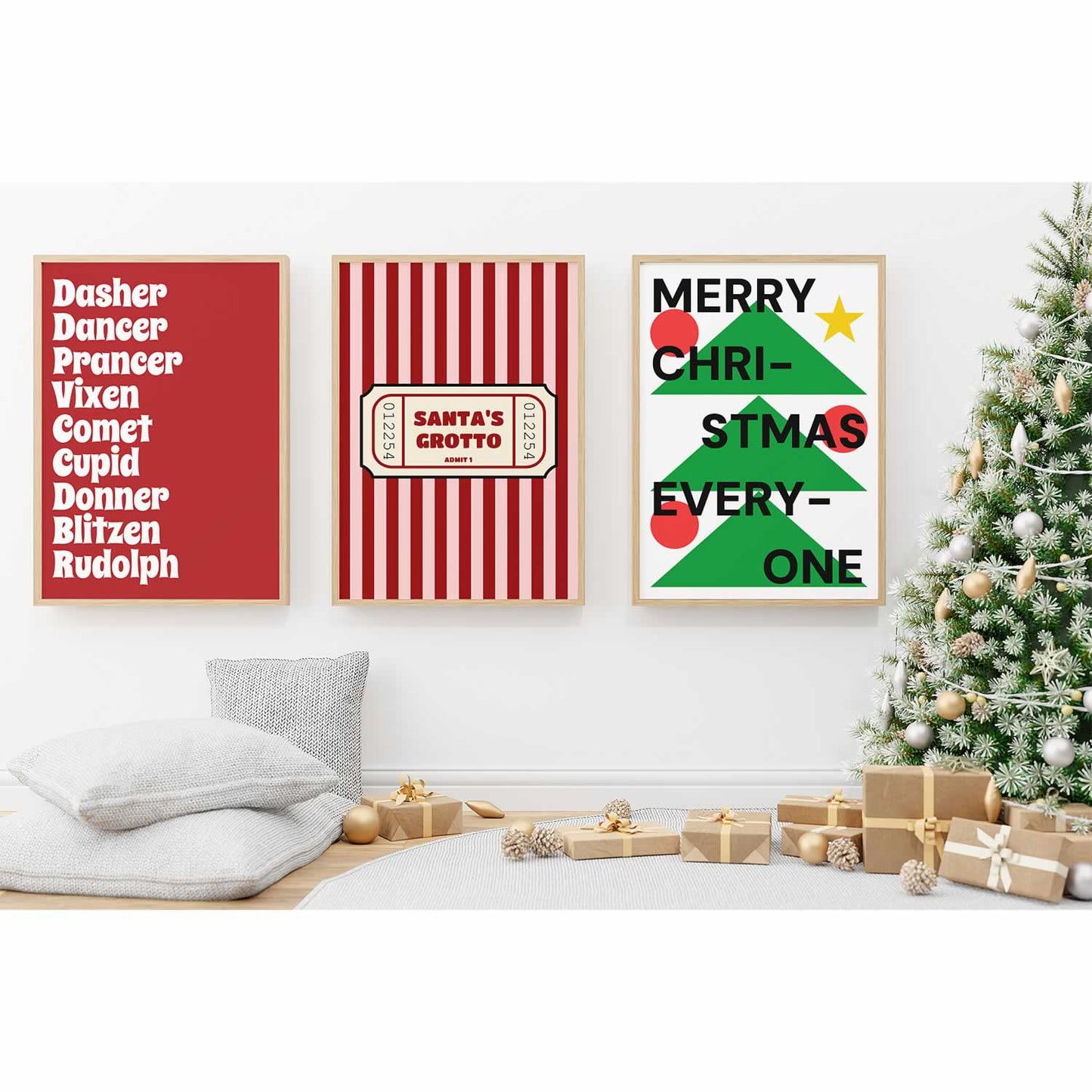 Christmas Prints Set of 3 Wall Art