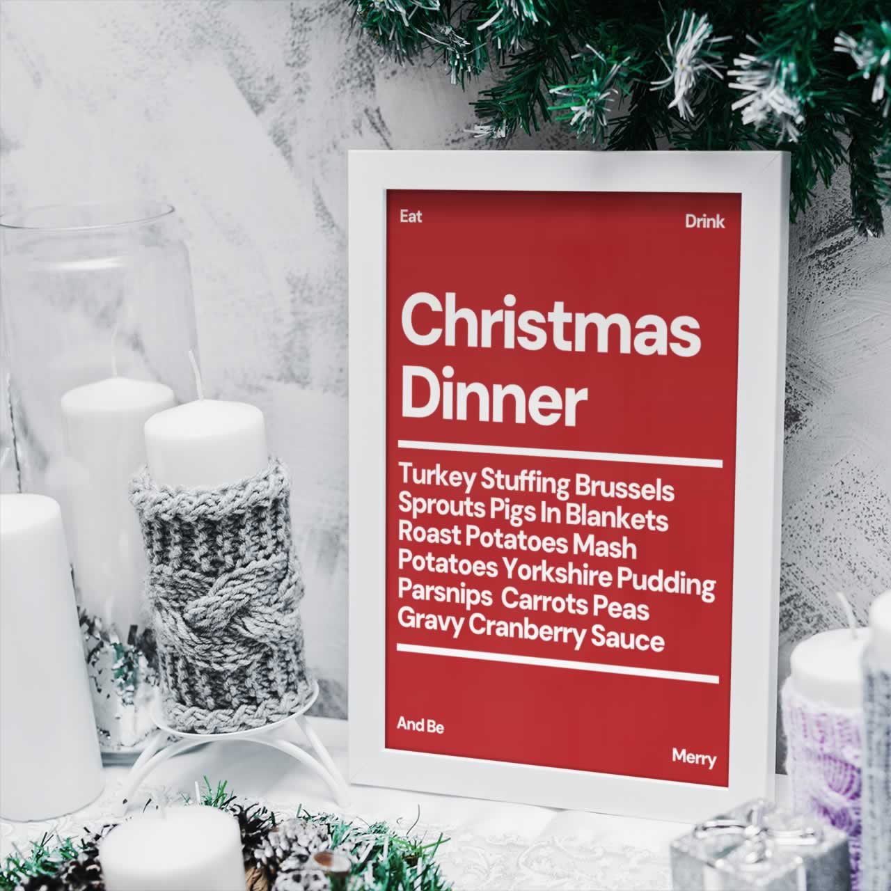 Christmas Dinner Food List Wall Art