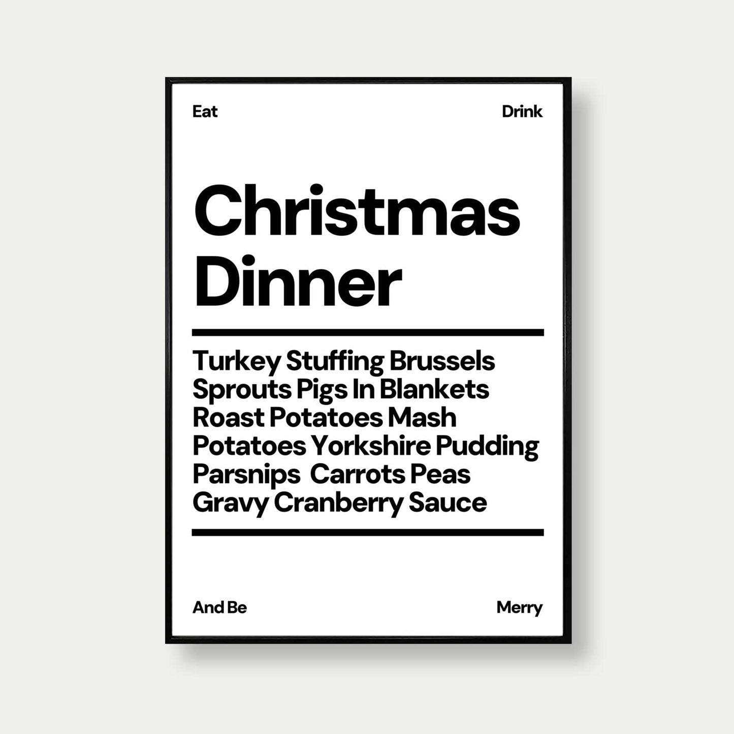 Christmas Lunch Food List Wall Art