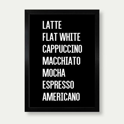 Coffee List Print In Black