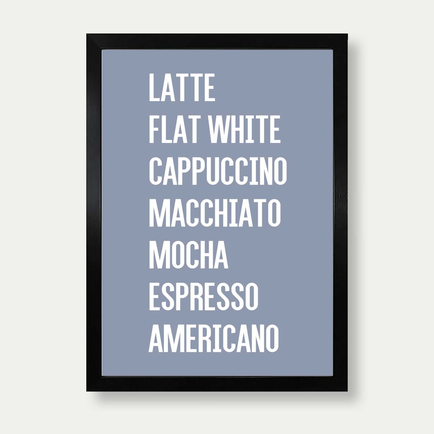 Coffee List Print In Grey