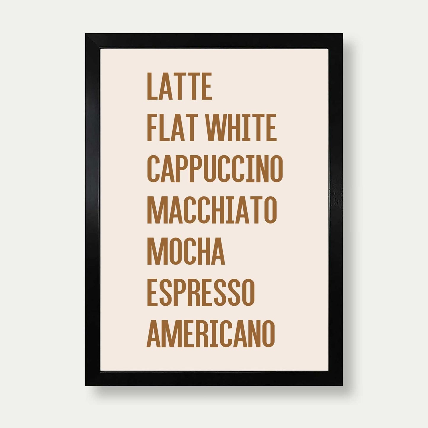 Coffee List Print In Brown