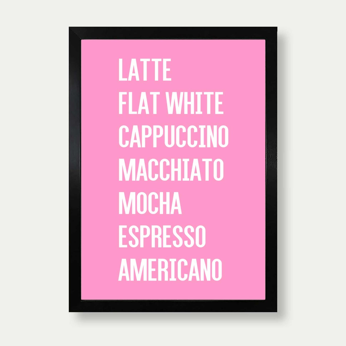 Coffee List Print In Pink