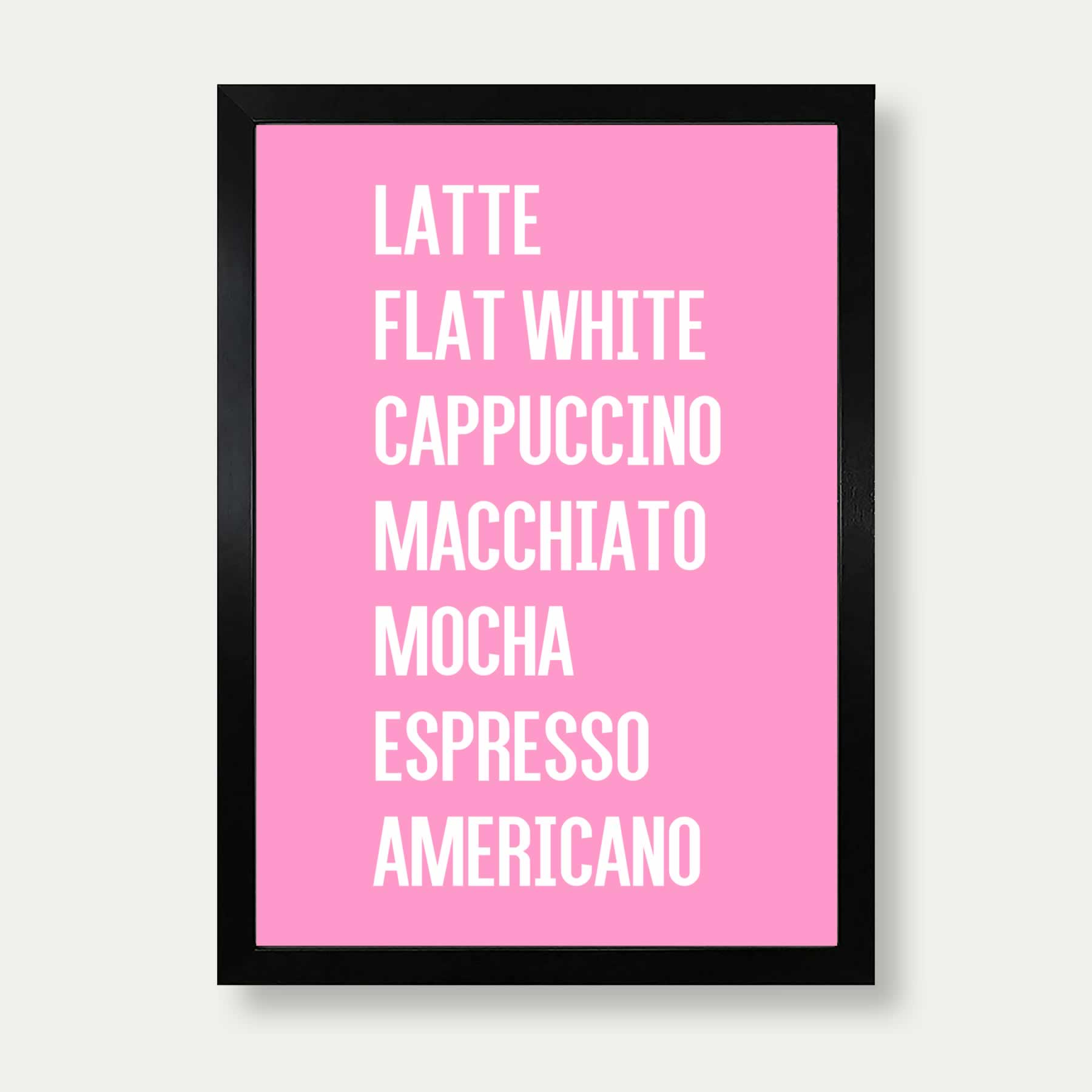 Coffee List Print In Pink