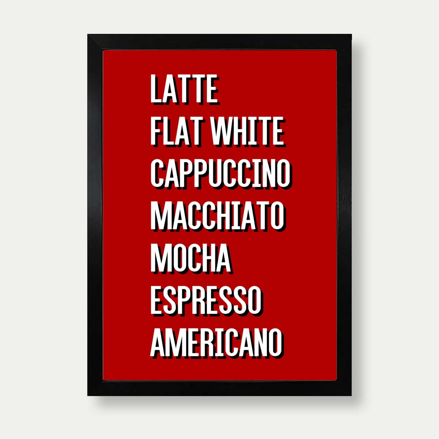 Coffee List Print In Red