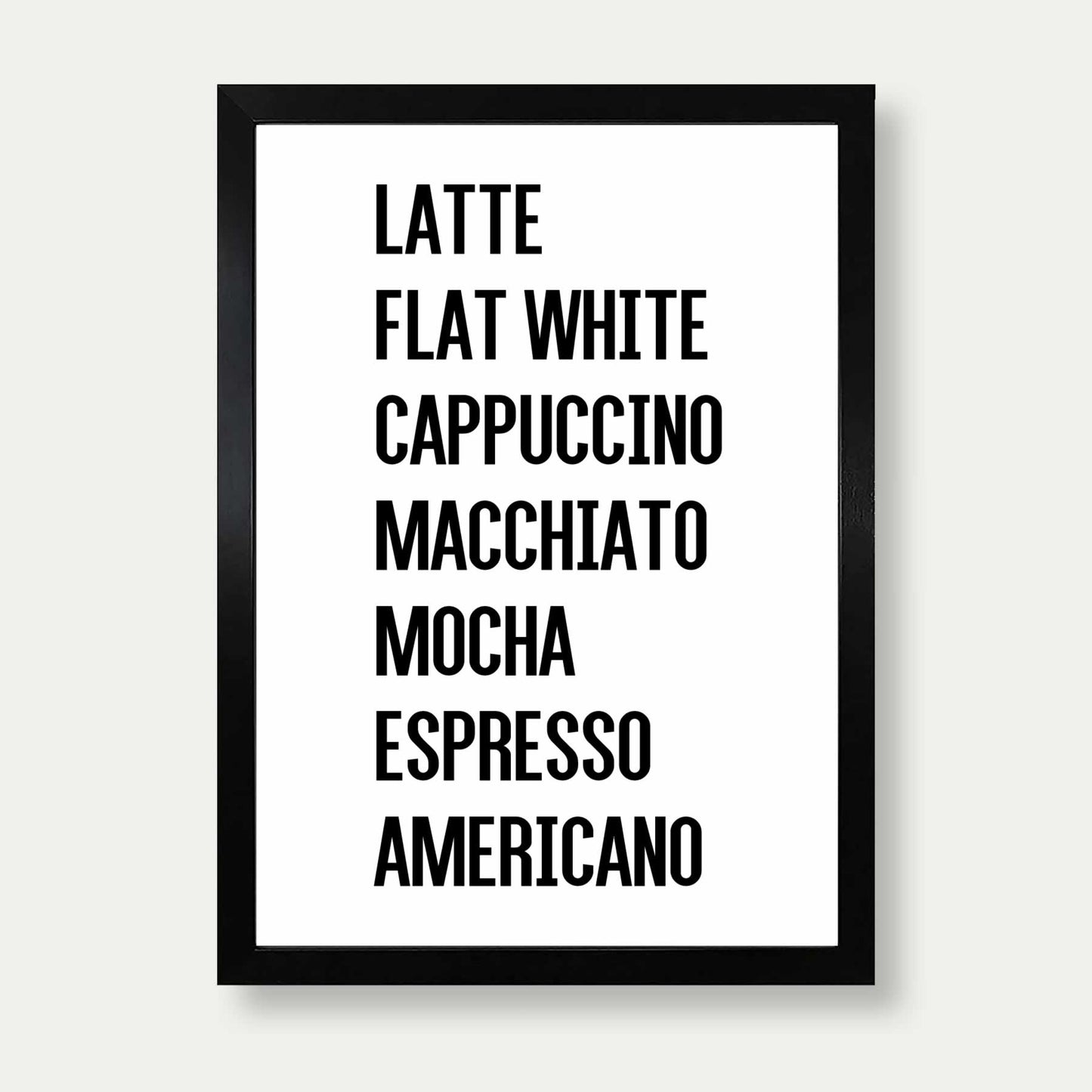 Coffee List Print In White