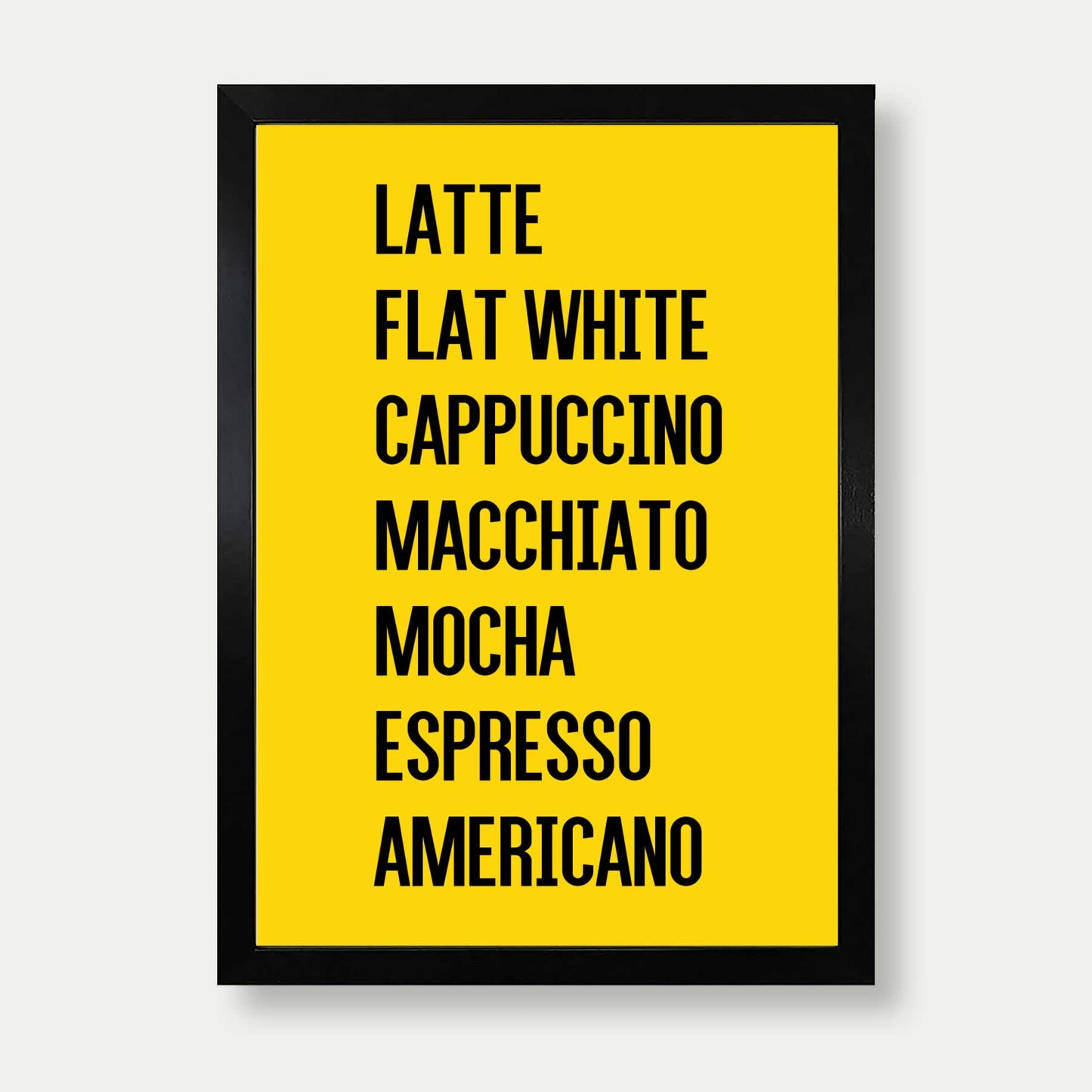 Coffee List Print In Yellow