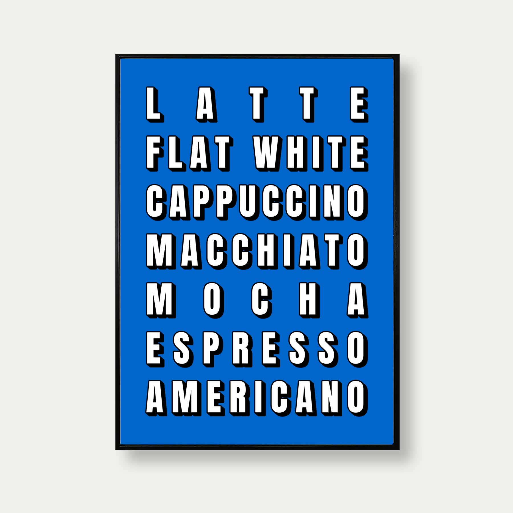 Coffee Types Print In Blue