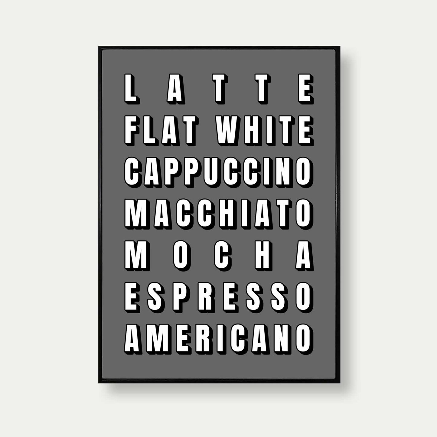 Coffee Types Print In Grey