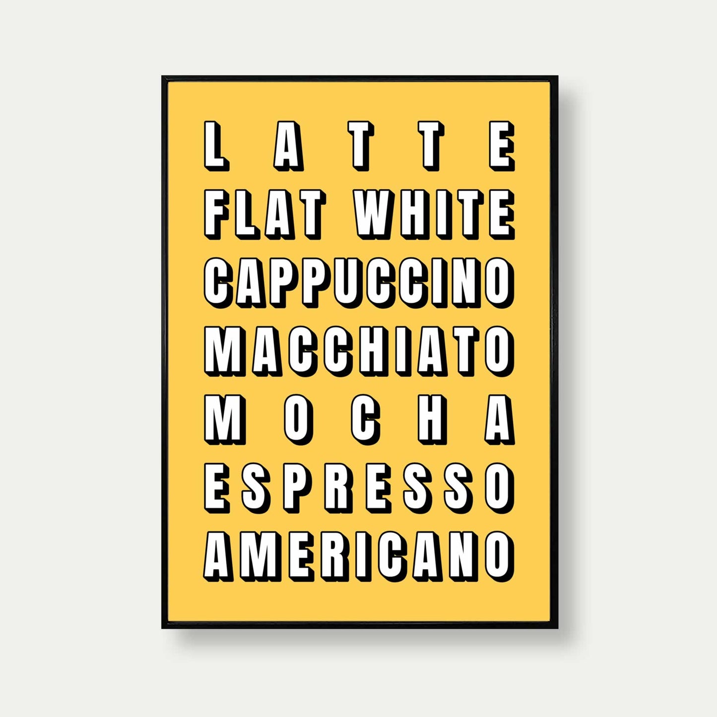 Coffee Types Print In Yellow