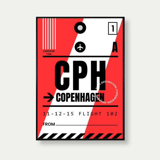 Copenhagen Luggage Tag Travel Poster Print