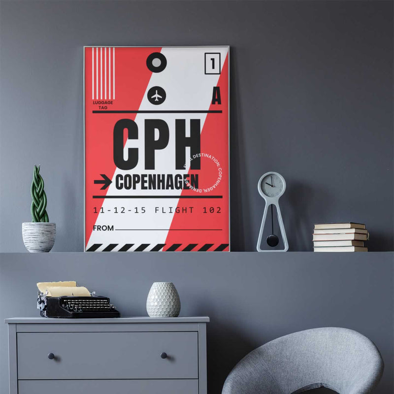 Copenhagen Luggage Tag Poster Print