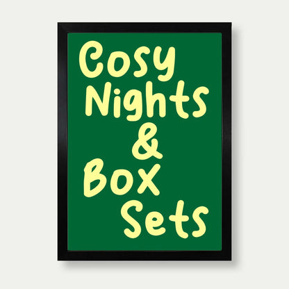 Cosy Nights And Box Sets Print In Green And Yellow