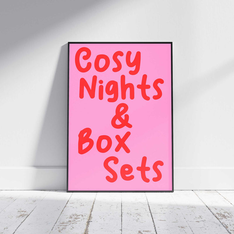 Cosy Nights And Box Sets print with black frame