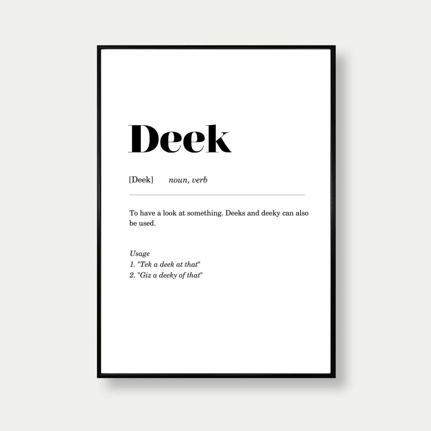 Deek Geordie Definition Print