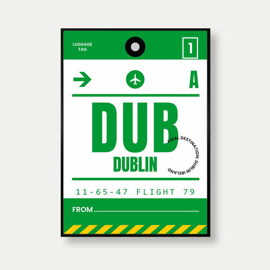 Dublin Luggage Tag Poster Print