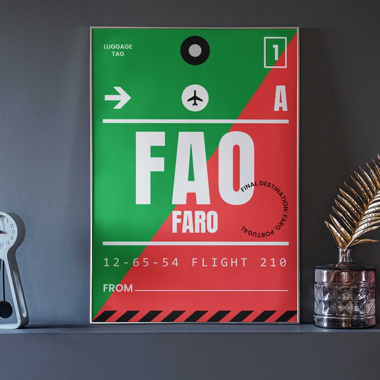 Faro Portugal Luggage Label Poster