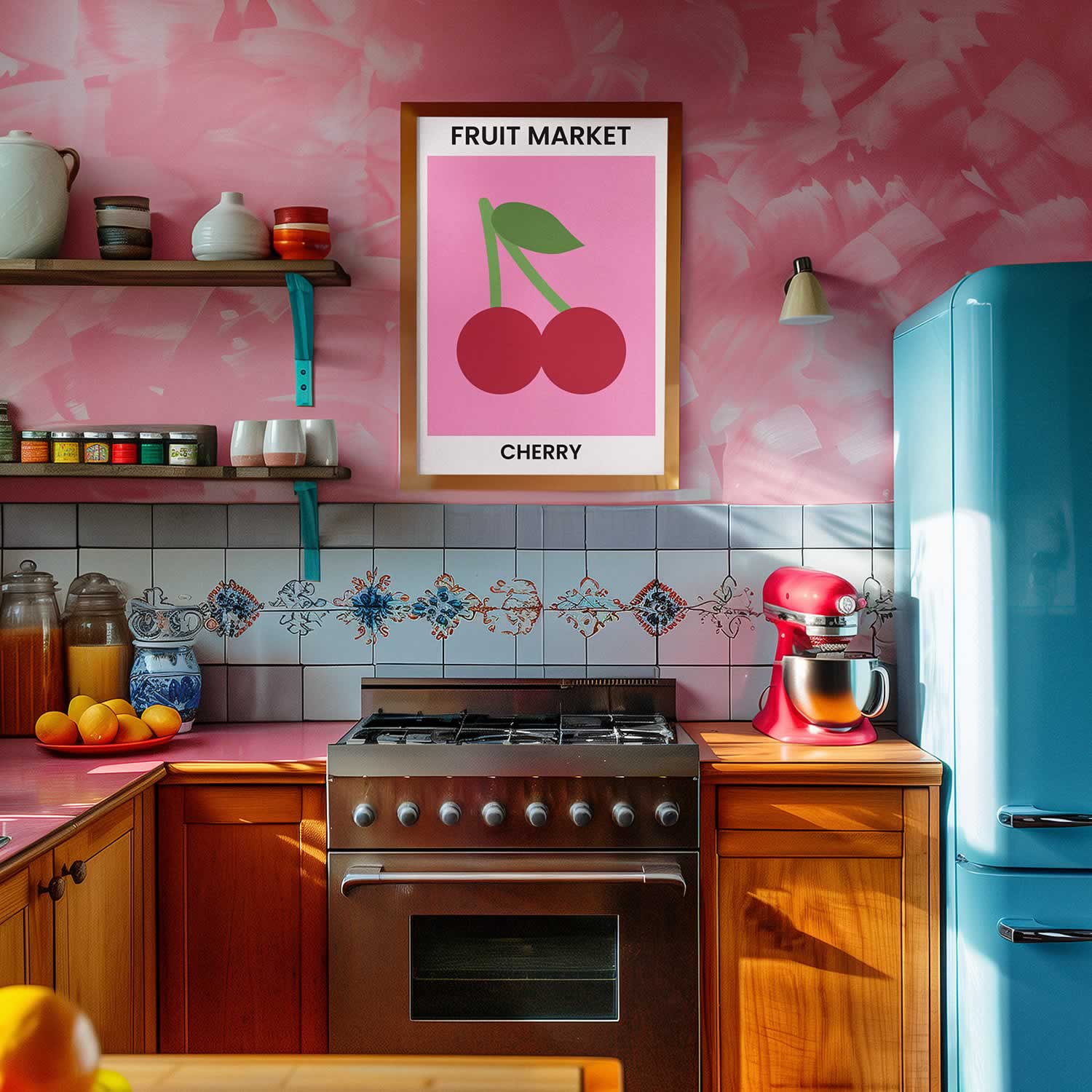 Fruit Market Cherry Print For Kitchen