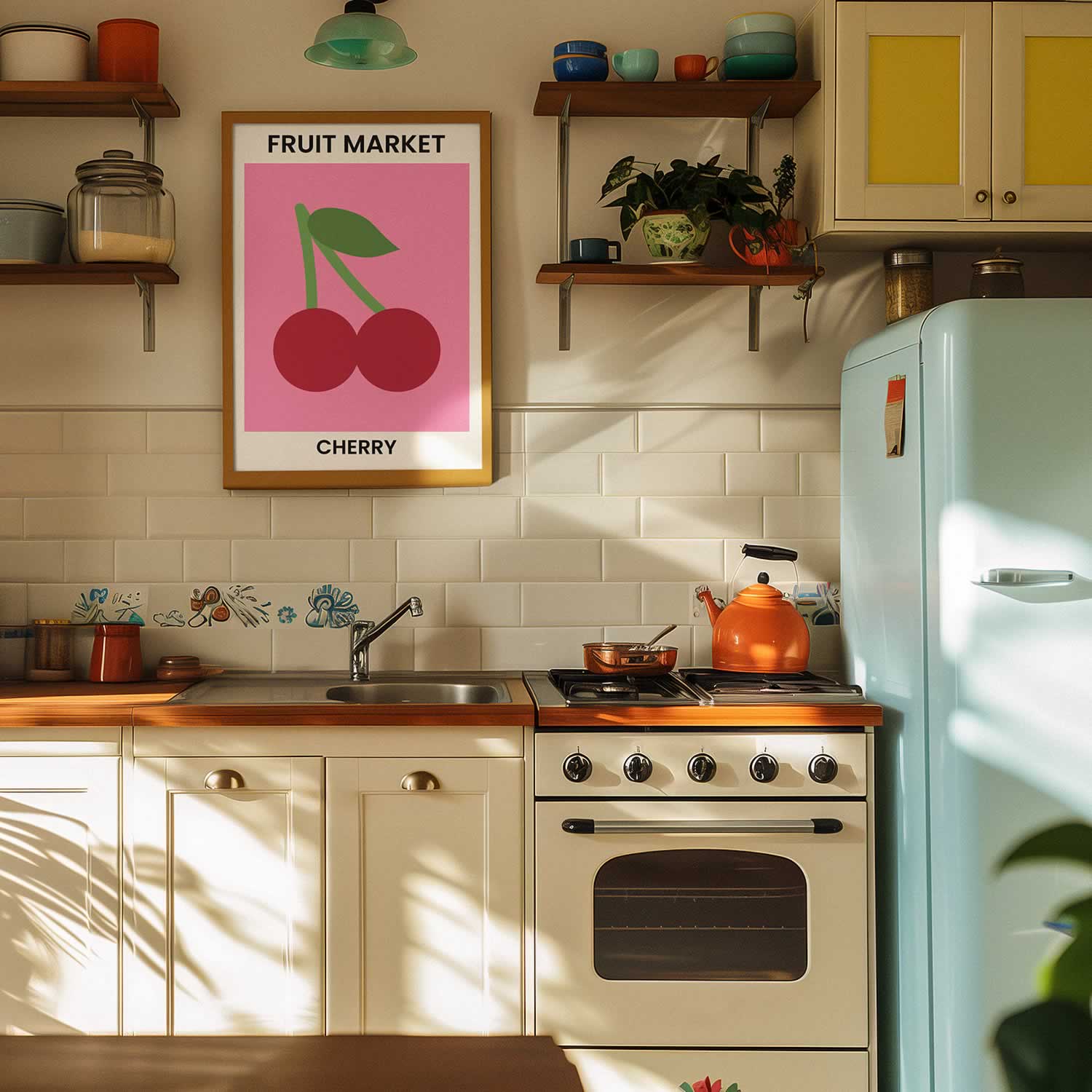 Fruit Market Cherry Wall Art For Kitchen