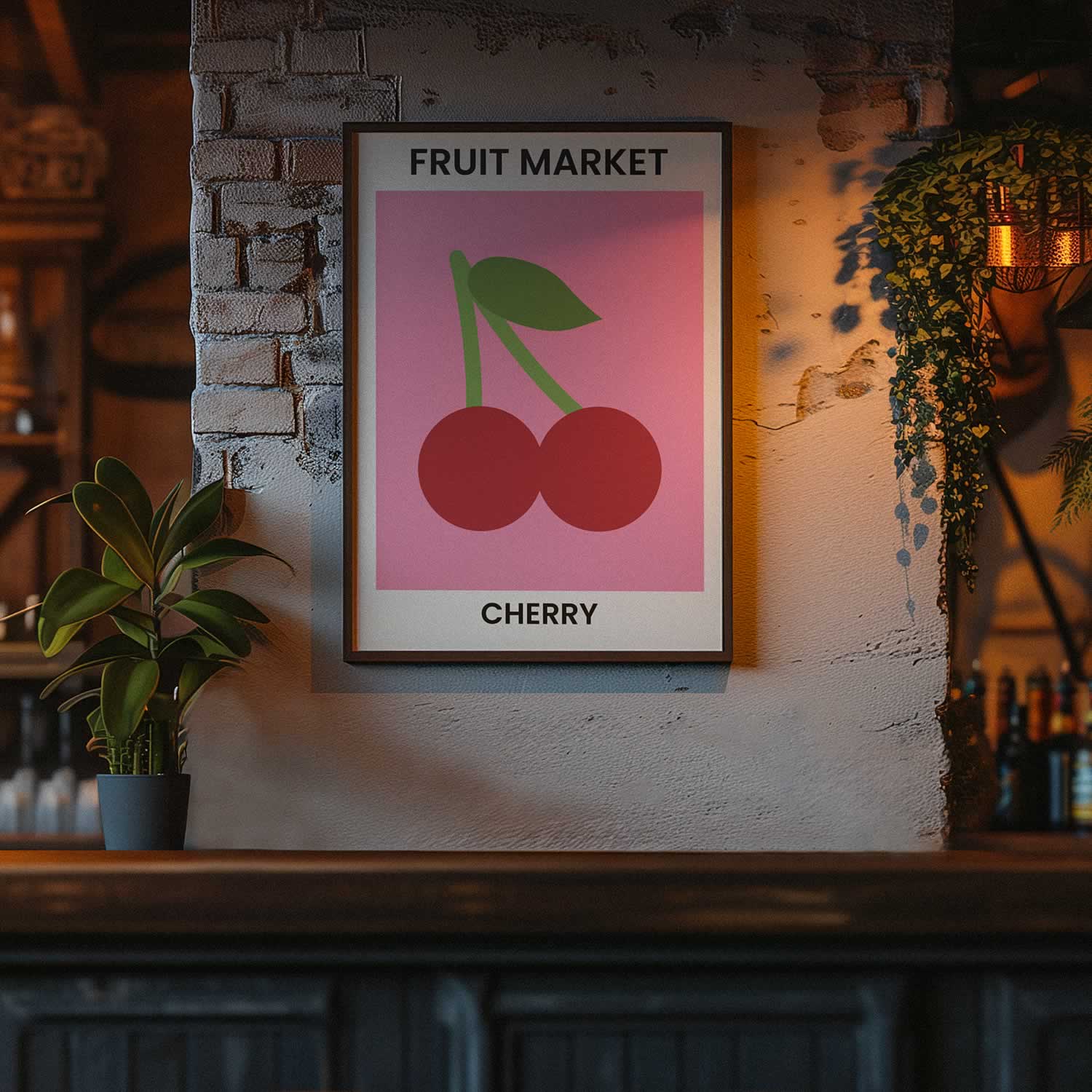 Fruit Market Cherry Poster