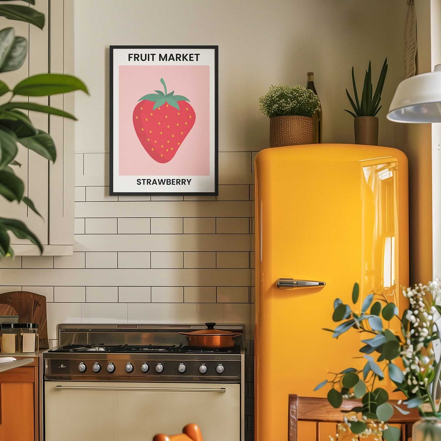 Fruit Market Strawberry Kitchen Poster