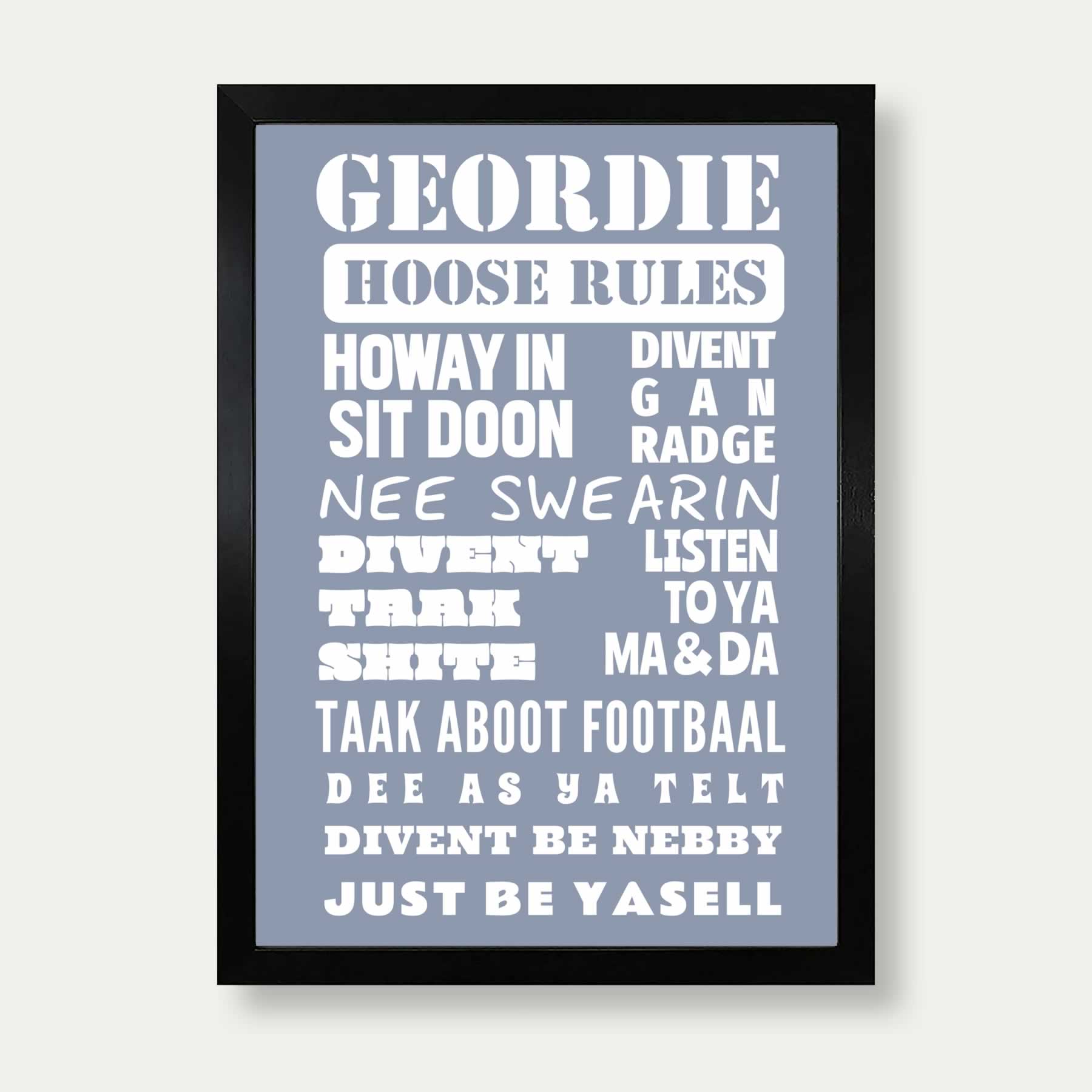 Geordie Hoose Rules Print In Grey