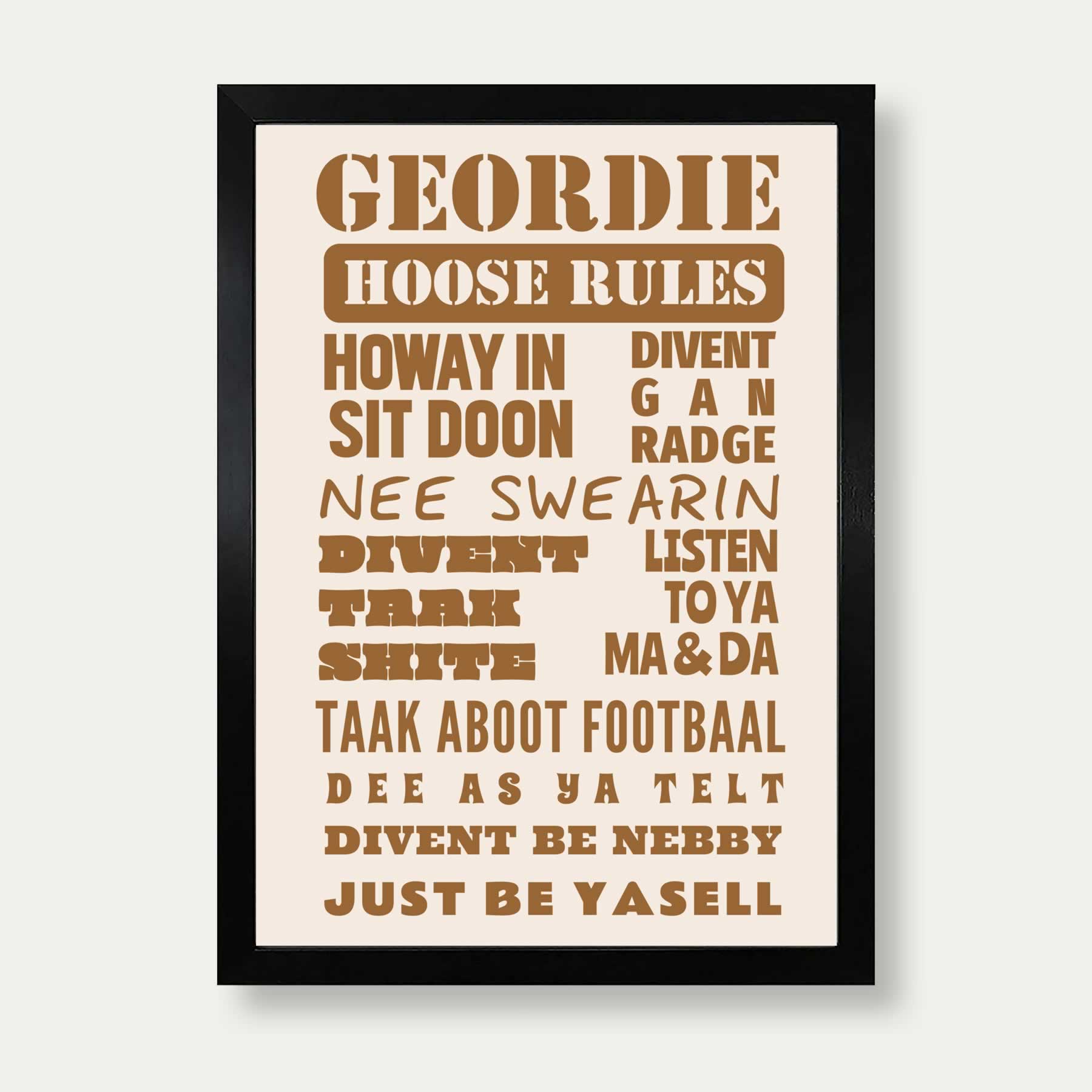 Geordie Hoose Rules Print In Mocha