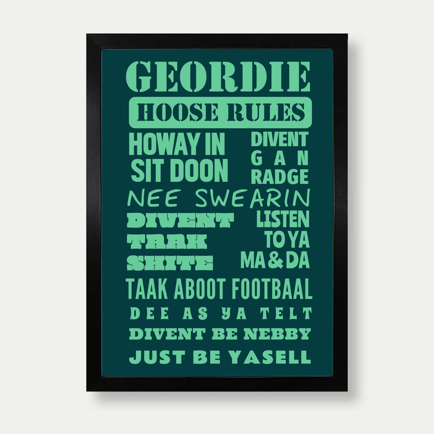 Geordie Hoose Rules Print In Green