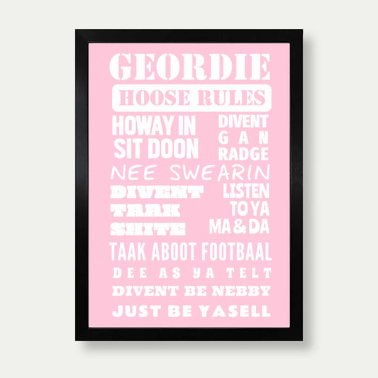 Geordie Hoose Rules Print In Pink