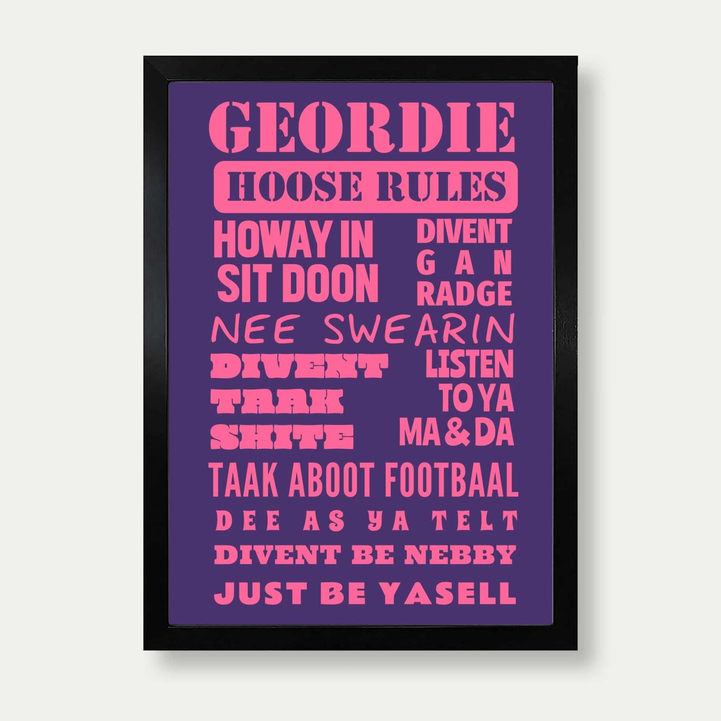 Geordie Hoose Rules Print In Purple