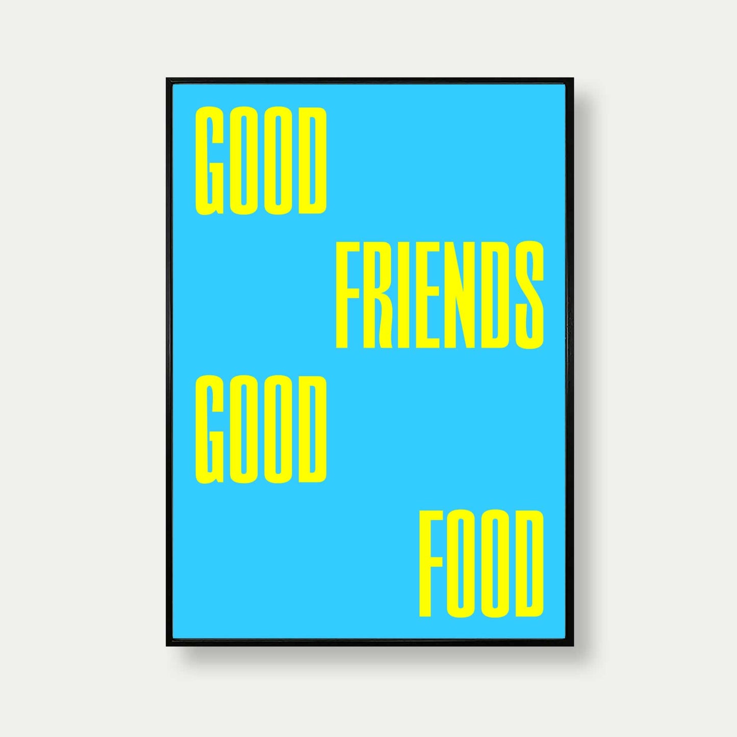 Good Friends Good Food Print In Blue And Yellow