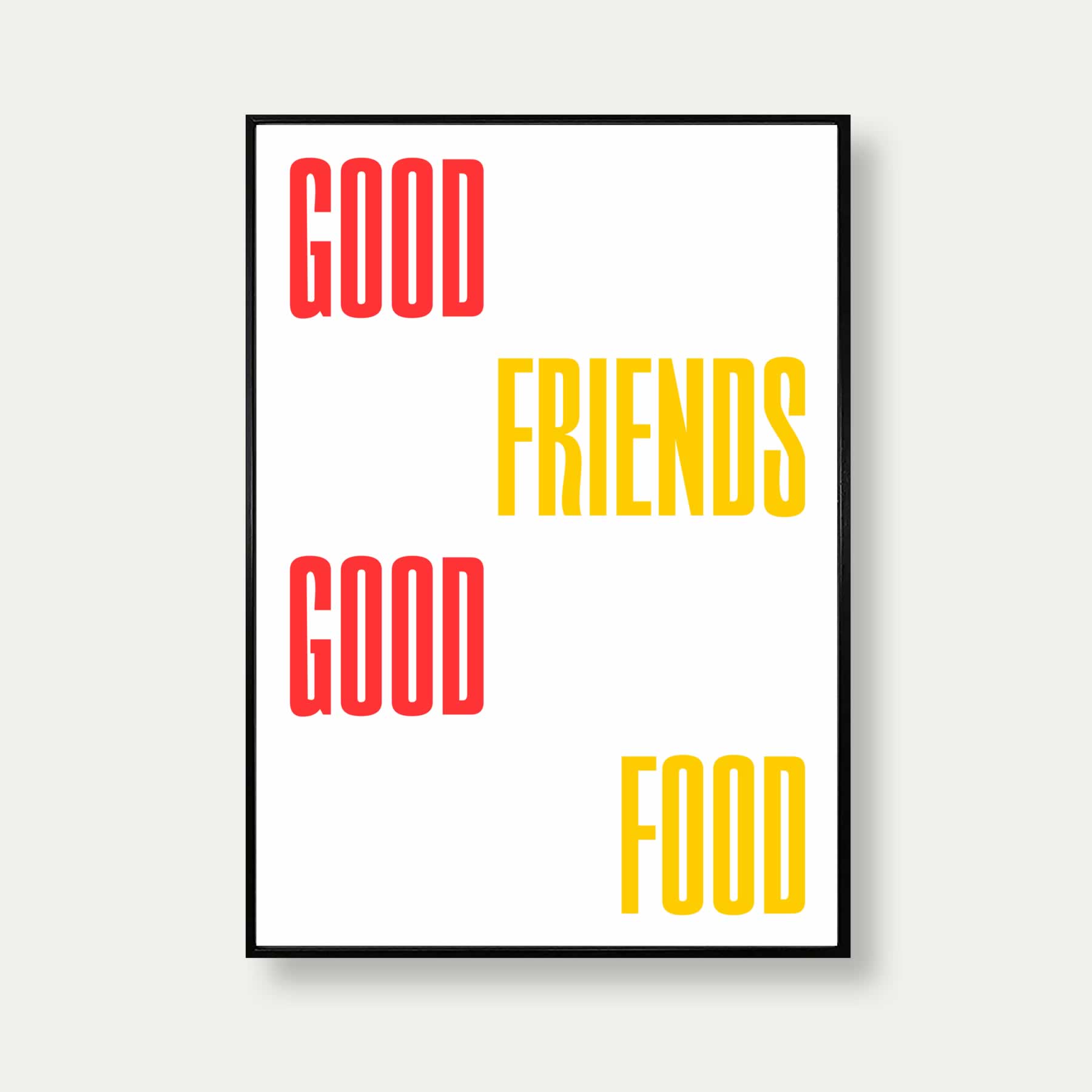 Good Friends Good Food Print In Red And Yellow