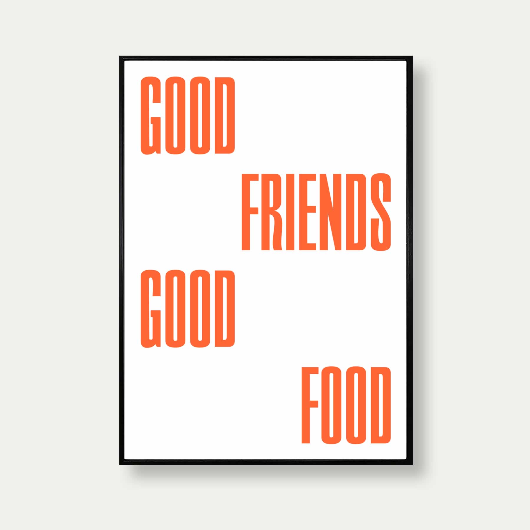 Good Friends Good Food Print In Orange