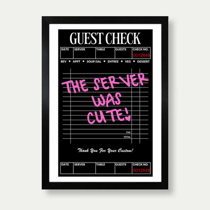 Guest Check Print In Black