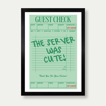 Guest Check Print In Green