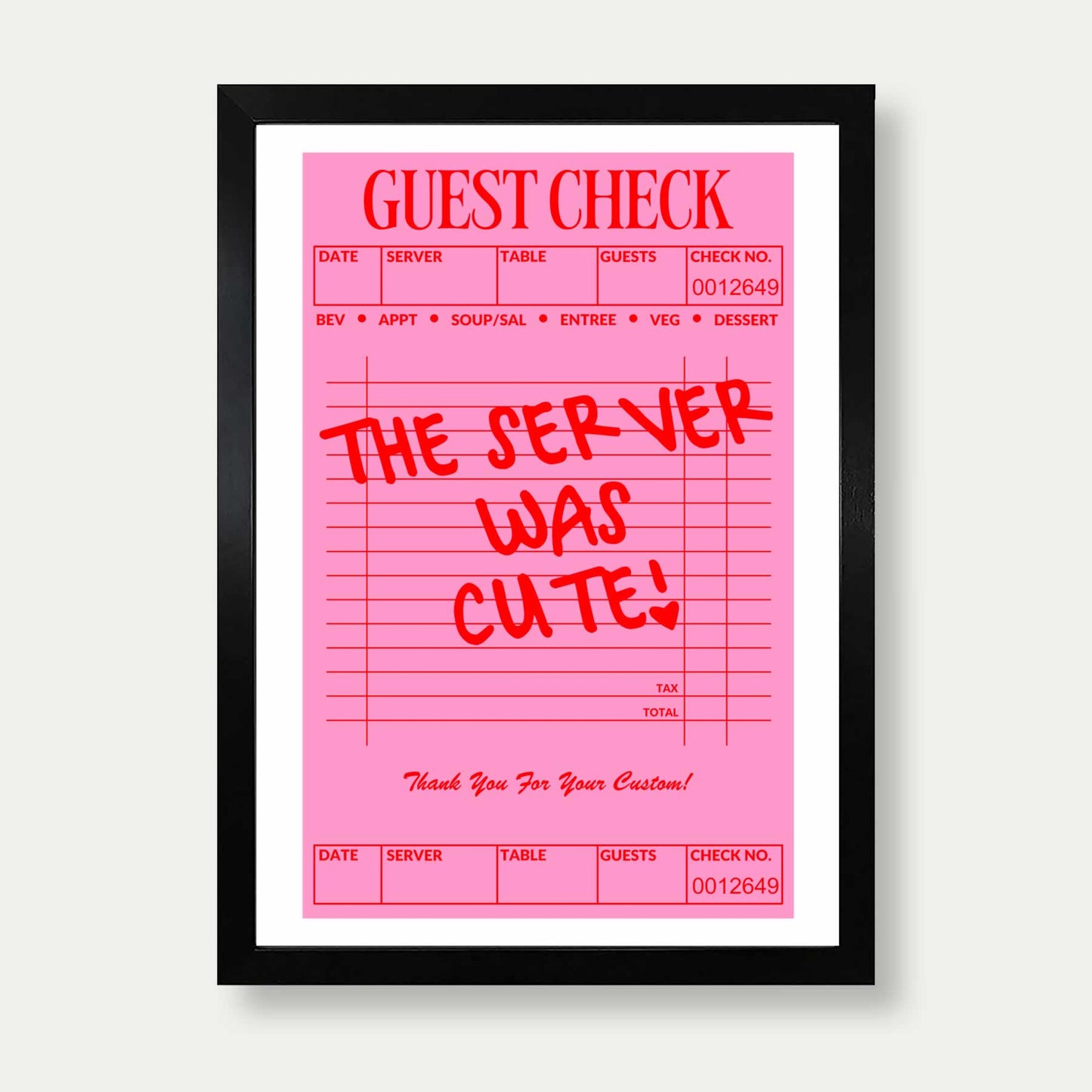 Guest Check Print In Pink