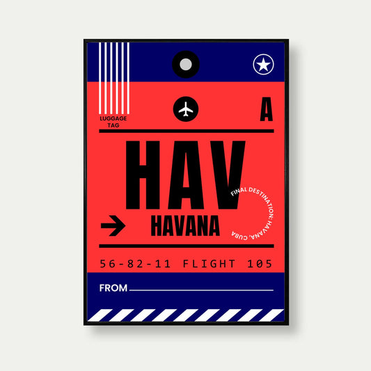 Havana Cuba Luggage Tag Poster Print