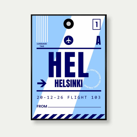 Helsinki Luggage Tag Travel Poster Print